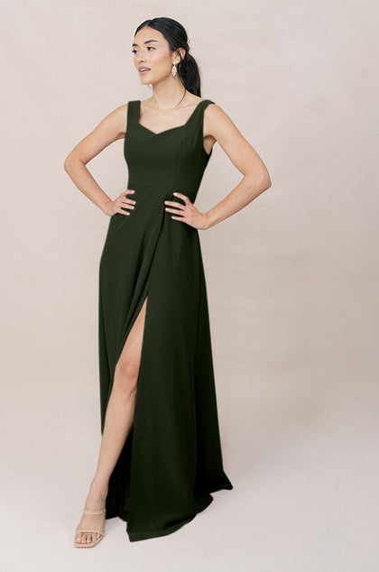 Madeline Convertible Chiffon Dress | Made To Order | Deep Olive