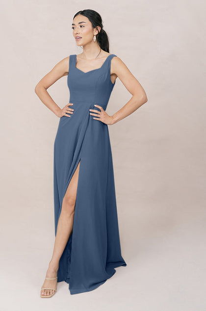 Madeline Convertible Chiffon Dress | Made To Order | Dusty Blue