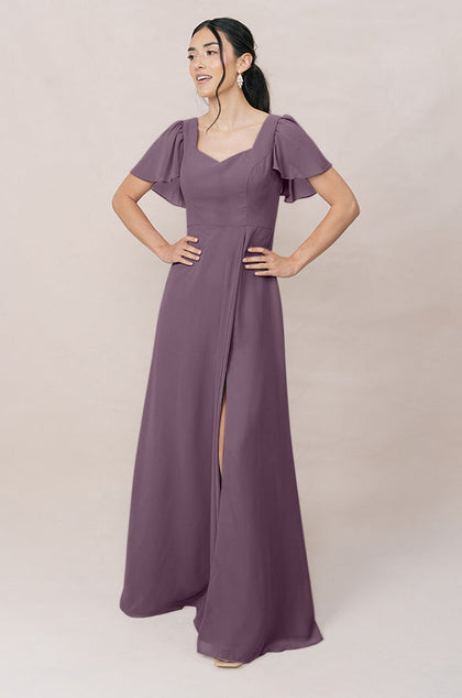Madeline Convertible Chiffon Dress | Made To Order | Dusty Purple