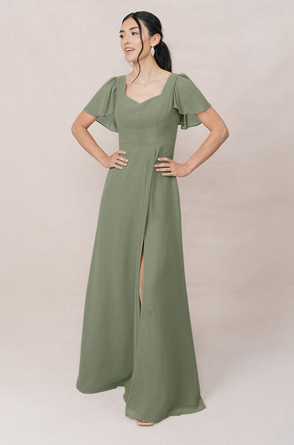 Madeline Convertible Chiffon Dress | Made To Order | Moss