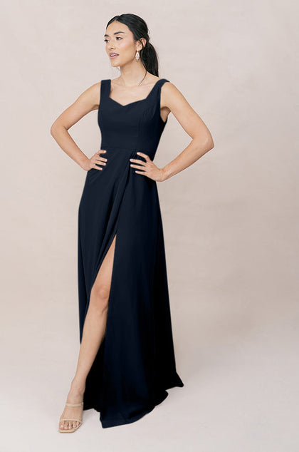 Madeline Convertible Chiffon Dress | Made To Order | Navy Blue
