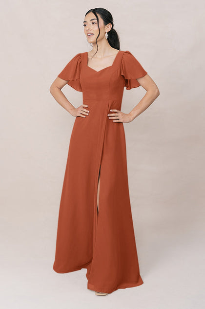Madeline Convertible Chiffon Dress | Made To Order | Rust