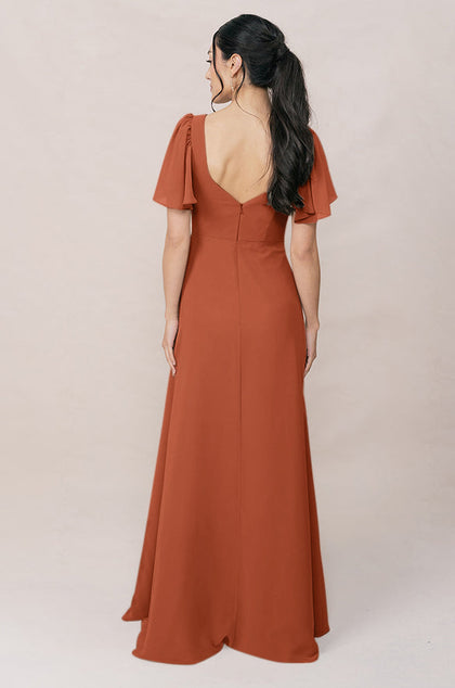 Madeline Convertible Chiffon Dress | Made To Order | Rust Orange