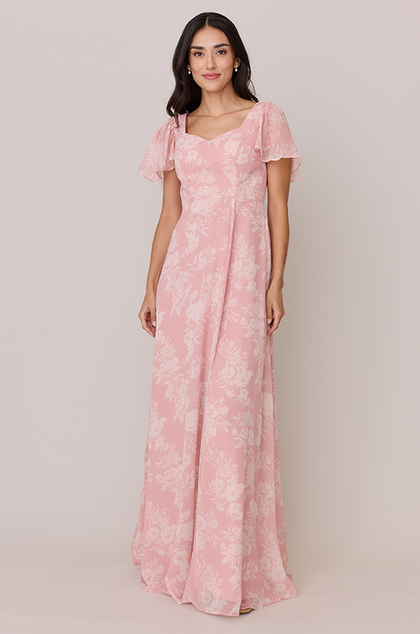 Madeline Convertible Chiffon Floral Print Dress | Made To Order | Blush Bouquet