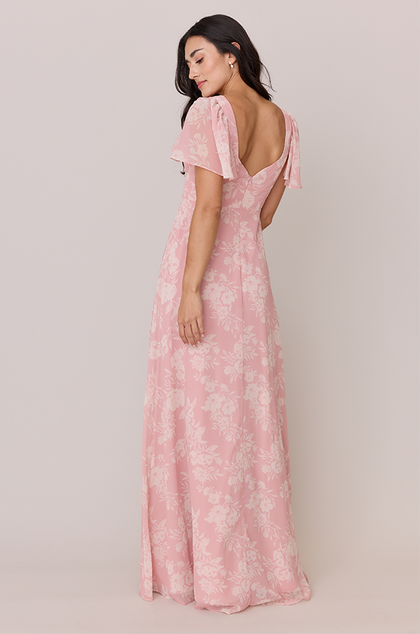 Madeline Convertible Chiffon Floral Print Dress | Made To Order | Blush Bouquet