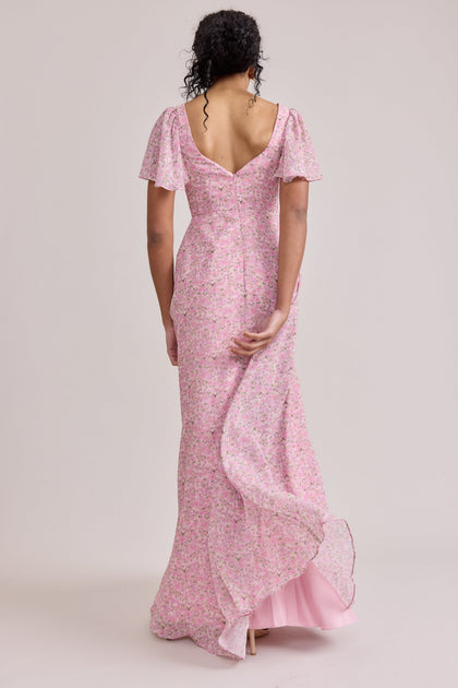 Madeline Convertible Chiffon Floral Print Dress | Made To Order | Perfect Pink Posey