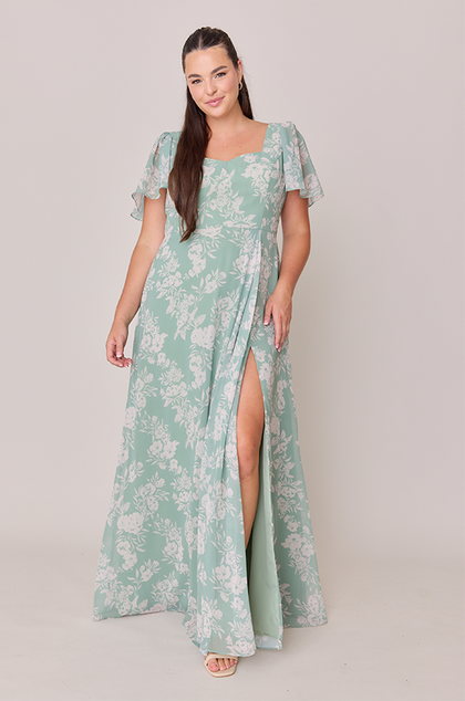 Madeline Convertible Chiffon Floral Print Dress | Made To Order | Champagne Bouquet