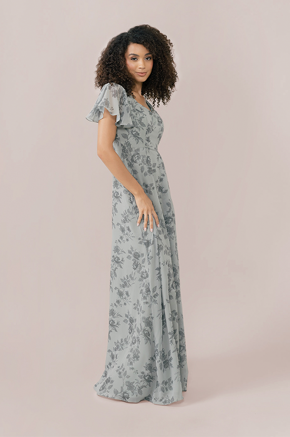 grey floral chiffon dress ASTR Maxi Dress Women S Grey Floral Chiffon Romantic VNeck Ethereal Cottage Boho