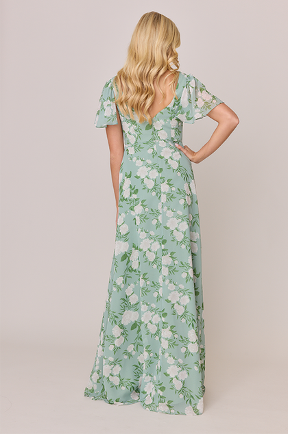 Madeline Convertible Chiffon Floral Print Dress | Made To Order | Sage Multi Bouquet