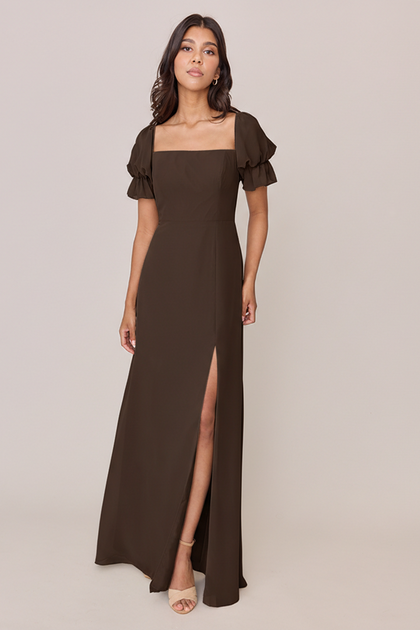 Maeve Chiffon Dress | Made To Order | Espresso