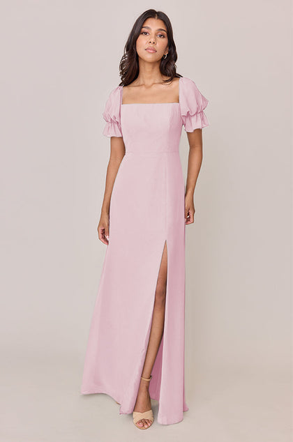 Maeve Chiffon Dress | Made To Order | Blush Pink