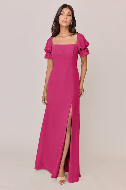 Maeve Chiffon Dress | Made To Order | Hot Pink