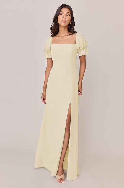 Maeve Chiffon Dress | Made To Order | Pale Yellow