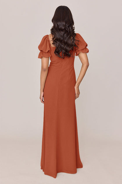 Maeve Chiffon Dress | Made To Order | Rust Orange