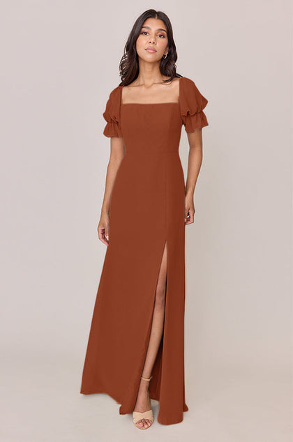 Maeve Chiffon Dress | Made To Order | Rust