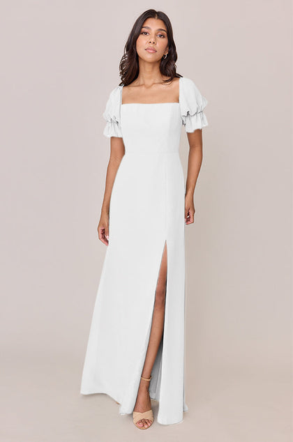 Maeve Chiffon Dress | Made To Order | White Pearl