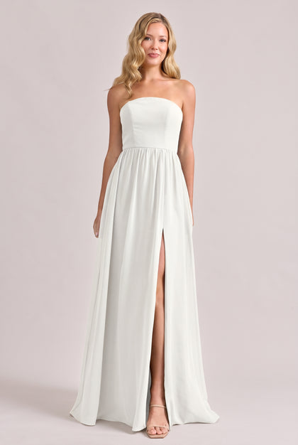 Maren Chiffon Dress | White Pearl