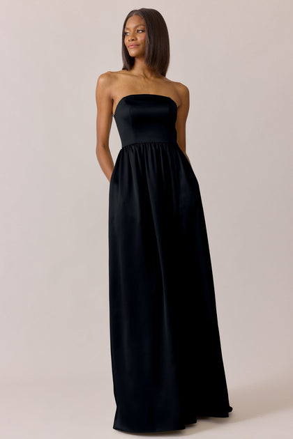 Maren Satin Dress | Made To Order | Black
