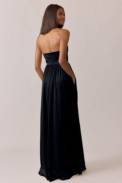 Maren Satin Dress | Made To Order | Black