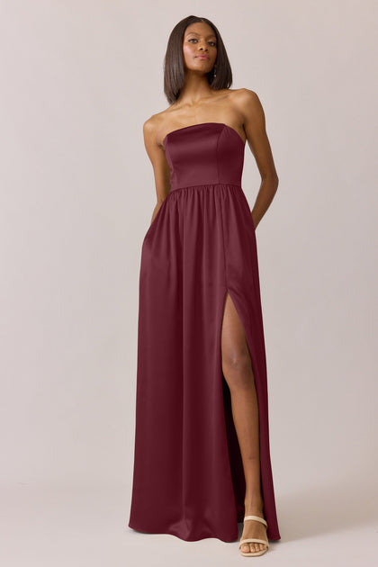 Maren Satin Dress | Made To Order | Cabernet