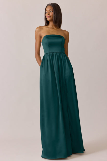 Maren Satin Dress | Made To Order | Emerald