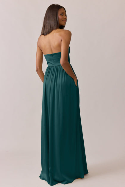 Maren Satin Dress | Made To Order | Emerald