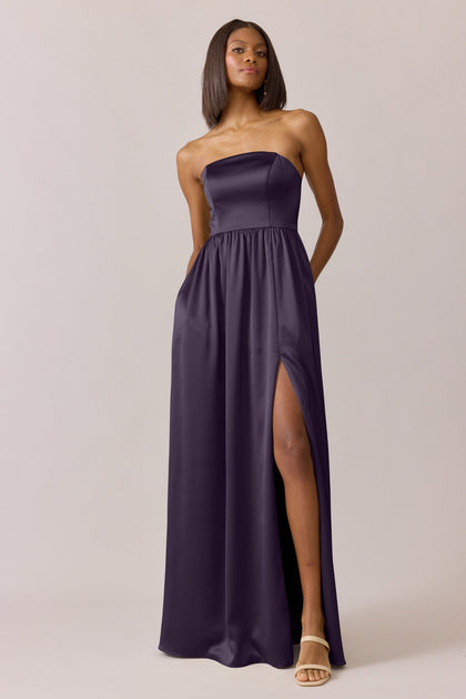 Maren Satin Dress | Made To Order | Eggplant