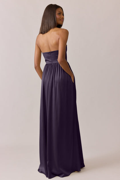 Maren Satin Dress | Made To Order | Eggplant