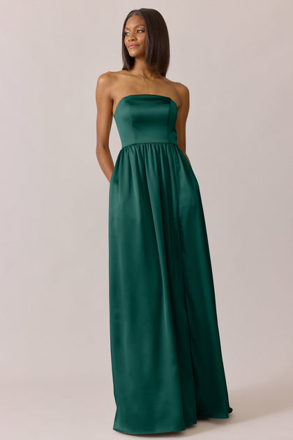 Maren Satin Dress | Made To Order | Emerald