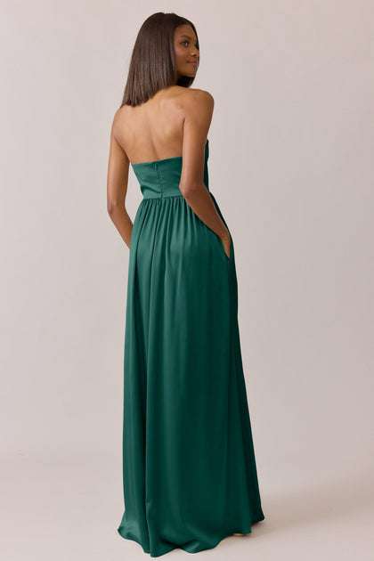 Maren Satin Dress | Made To Order | Emerald