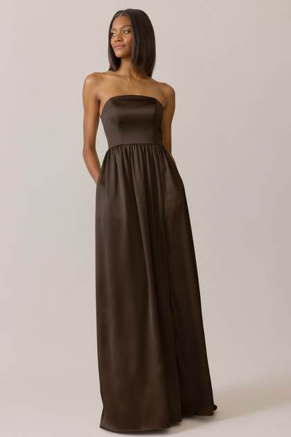 Maren Satin Dress | Made To Order | Espresso