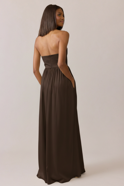 Maren Satin Dress | Made To Order | Espresso