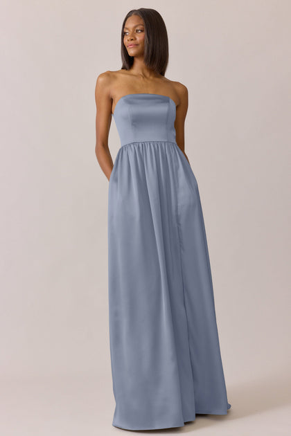 Maren Satin Dress | Made To Order | French Blue