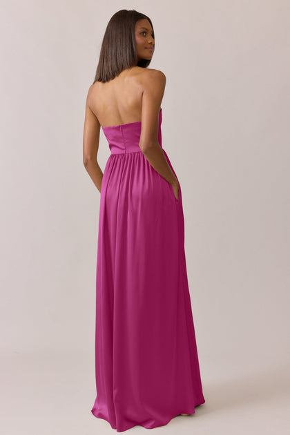 Maren Satin Dress | Made To Order | Fuchsia