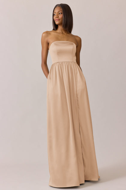 Maren Satin Dress | Made To Order | Honey Beige