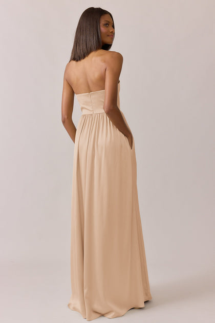 Maren Satin Dress | Made To Order | Honey Beige