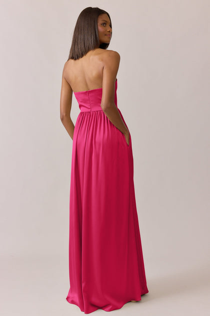 Maren Satin Dress | Made To Order | Hot Pink
