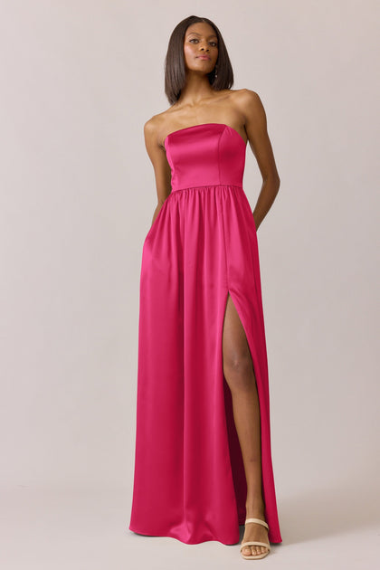 Maren Satin Dress | Made To Order | Hot Pink