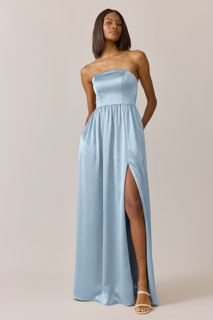 Maren Satin Dress | Made To Order | Light Blue