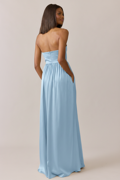 Maren Satin Dress | Made To Order | Light Blue