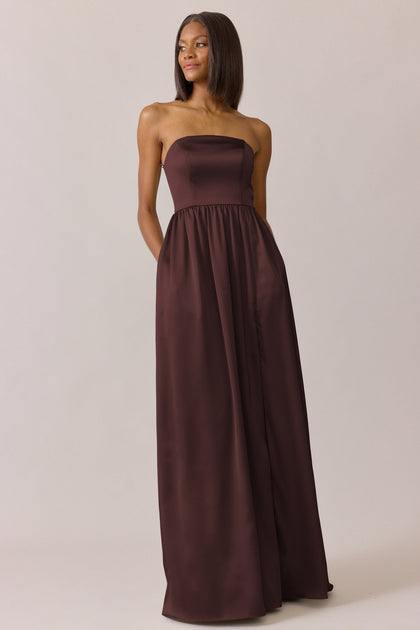 Maren Satin Dress | Made To Order | Mahogany