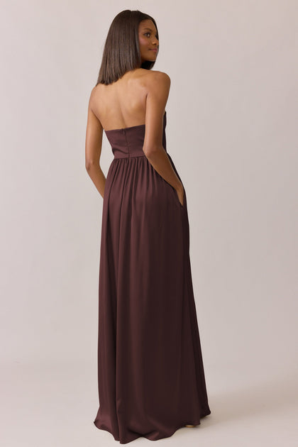 Maren Satin Dress | Made To Order | Mahogany