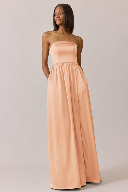 Maren Satin Dress | Made To Order | Peach