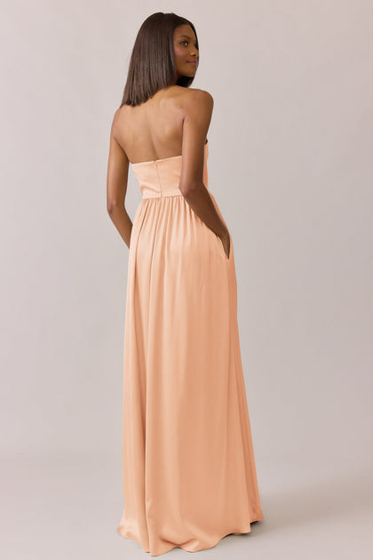 Maren Satin Dress | Made To Order | Peach