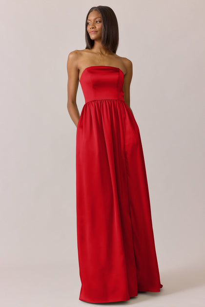 Maren Satin Dress | Made To Order | Poppy Red