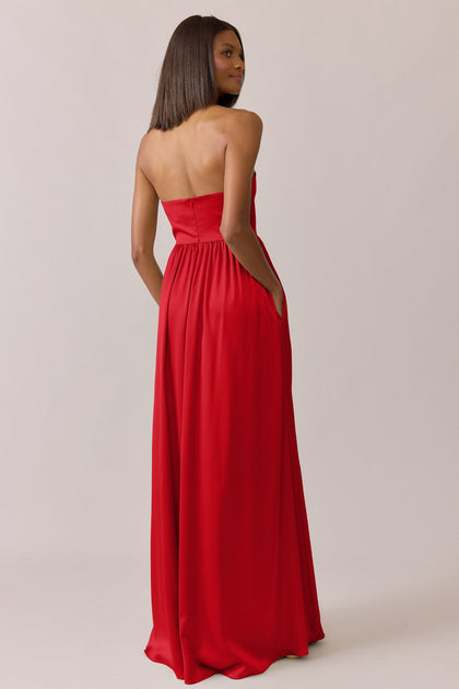 Maren Satin Dress | Made To Order | Poppy Red