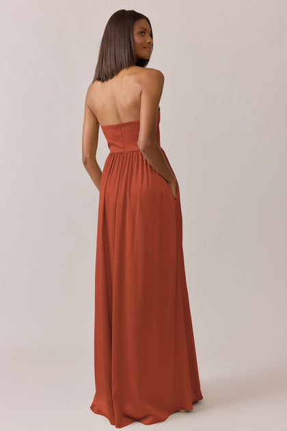 Maren Satin Dress | Made To Order | Rust