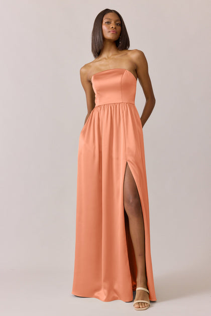 Maren Satin Dress | Made To Order | Tangerine