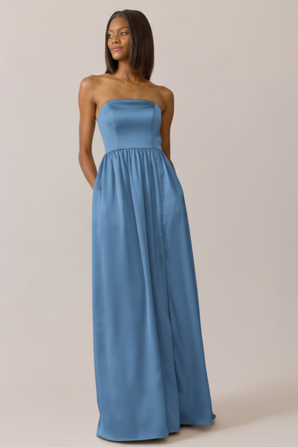 Maren Satin Dress | Made To Order | True Blue