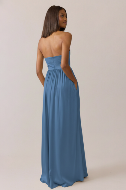 Maren Satin Dress | Made To Order | True Blue